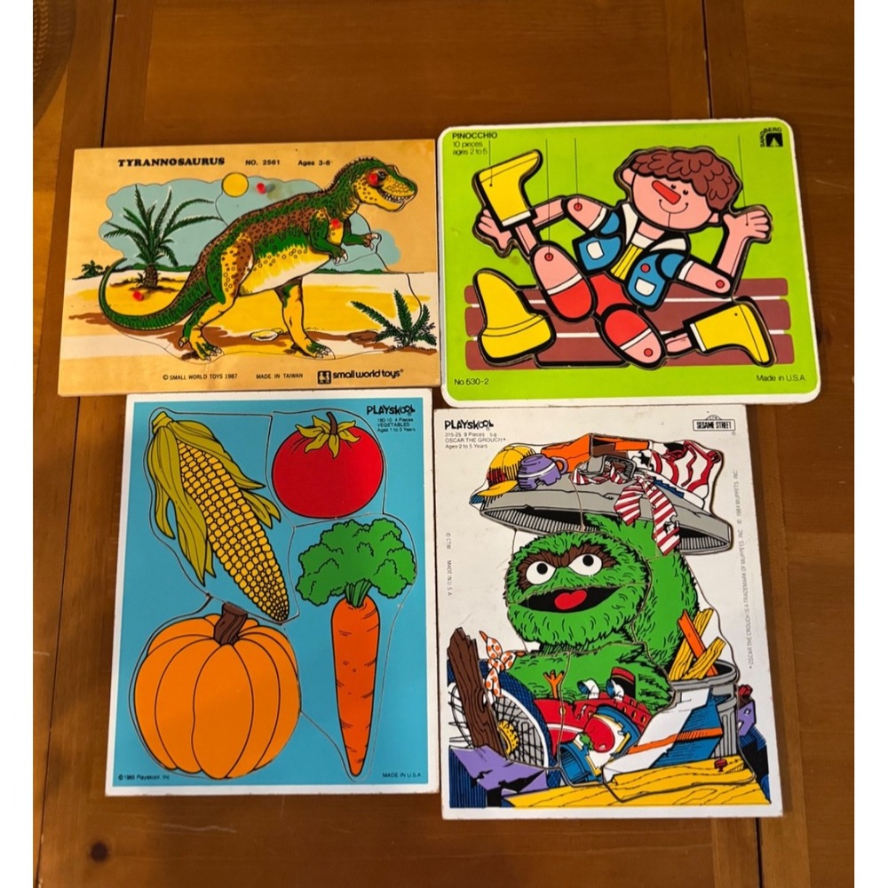 Vintage Children's Puzzles Lot – Retro Wooden Puzzles, Cottagecore Nursery Decor